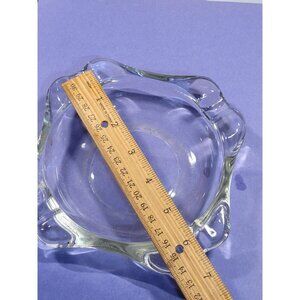 Clear Glass Vintage Ashtray With Scalloped Edge Design Heavy MCM